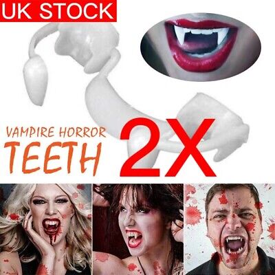 2PCS Halloween Party Cosplay Vampire Fangs Retractable Teeth Costume Zombie Toot