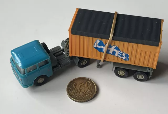 Q897 1:87 LKW SKODA LHB Container Sattelzug blau/orange/grau DDR Perrot Ostalast