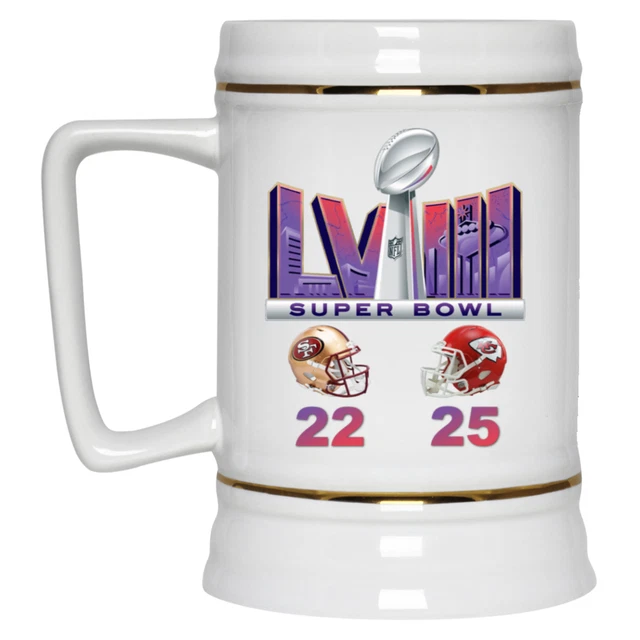 SUPER BOWL 58 2024 LVIII KC Chiefs SF 49ers Final Score 22oz Beer Mug