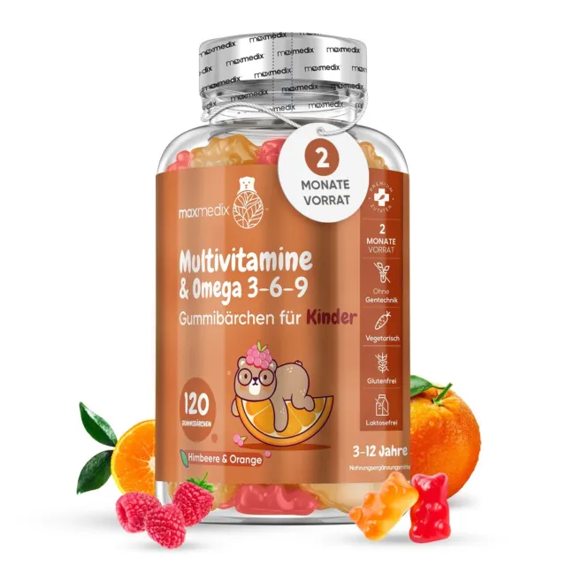 Multivitamine - 120 Gummibärchen - Omega 3 6 9 - Immunsystem - Knochen & Gelenke