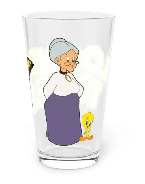 Granny & Tweety Bird Pint Glass, 16oz - Looney Tunes - WB Cartoon Art