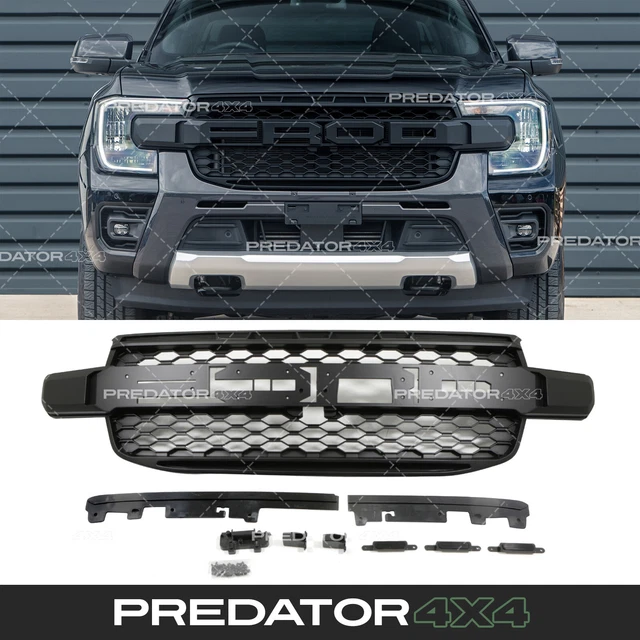 FITRITE Front Side Grille For 2004-2005 Ford Ranger - Honeycomb Insert, Textured Black/Silver