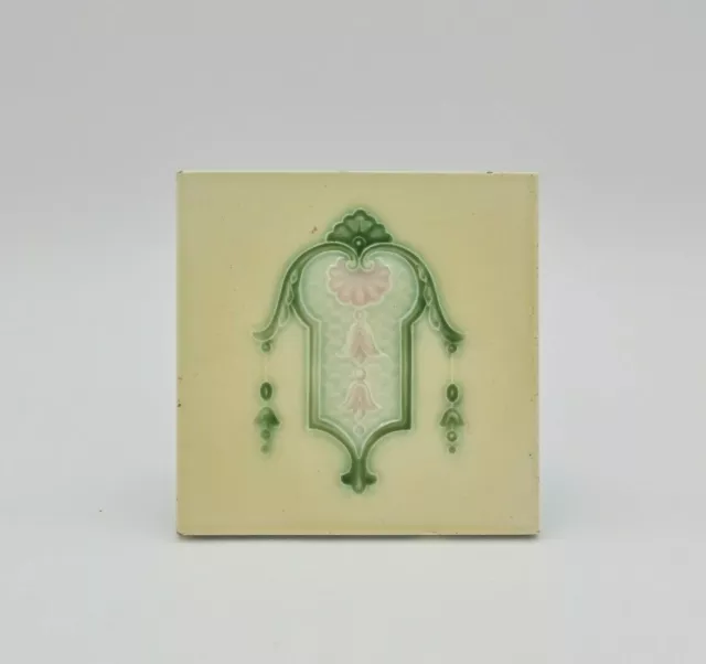 Antique Fireplace Tile Minton Hollins & Co Moulded Majolica c1900 2