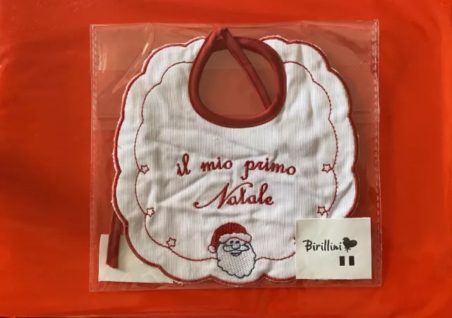 BAVETTA NEONATO 100% Cotone PICCOLA NATALIZIA CON RICAMO “IL MIO PRIMO NATALE🎄”