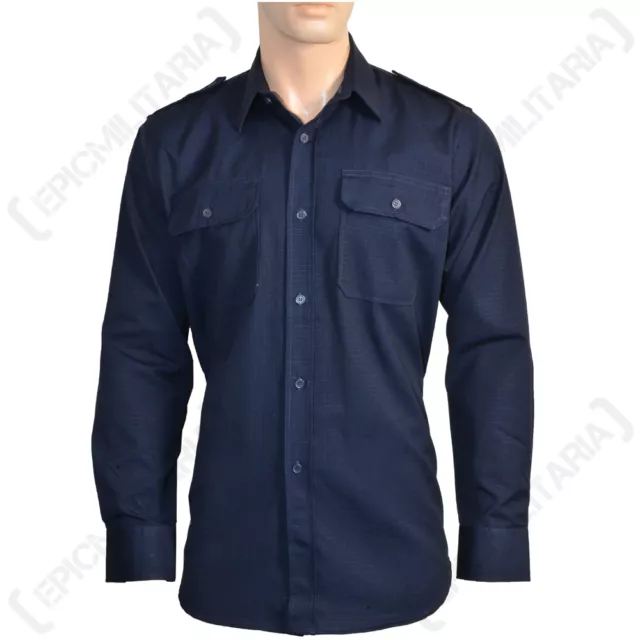 Military RIPSTOP GUERRERA CAMISA - AZUL MARINO Ejercito De Algoden Funcional Top