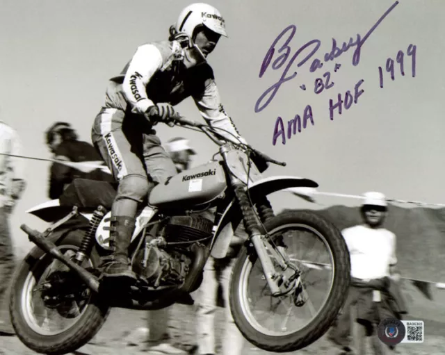 BRAD LACKEY SIGNED 8x10 PHOTO + AMA HOF 99 MOTOCROSS LEGEND CHAMPION BECKETT BAS