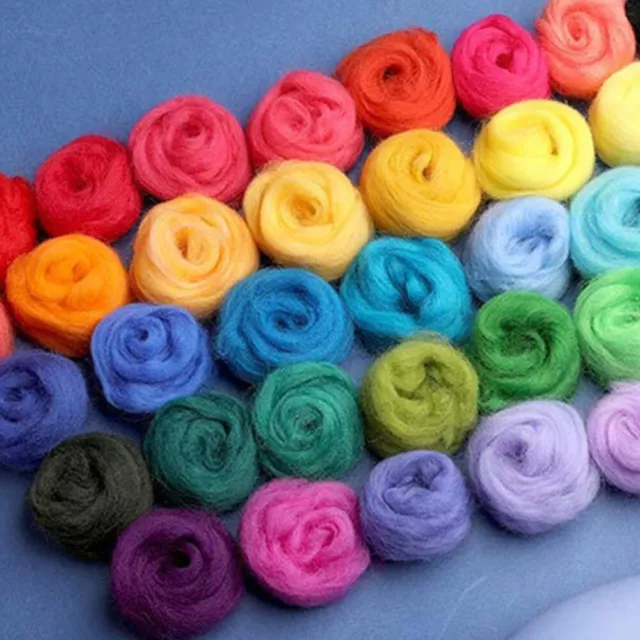 24 Pcs Colored Wool Strips Convenient Crafts Making Kit for Needle Felting