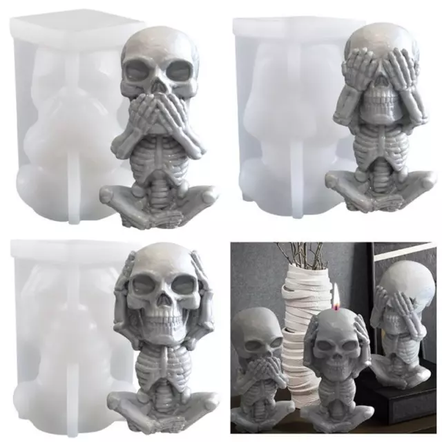 3D Skull Candle Epoxy Resin Mold DIY Halloween Skeleton Modeling Silicone Mould