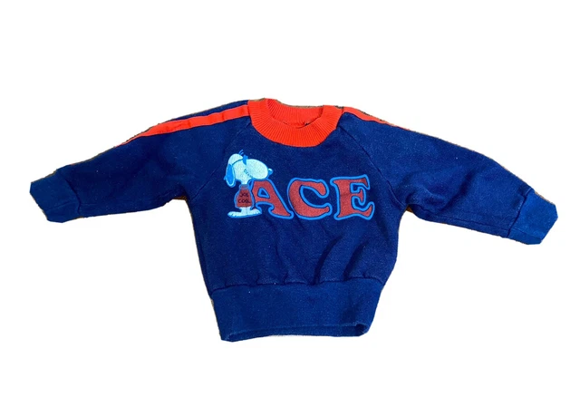 Vintage Snoopy ACE Graphic Ringer Sweatshirt Toddler Size Rob Roy Joe Cool