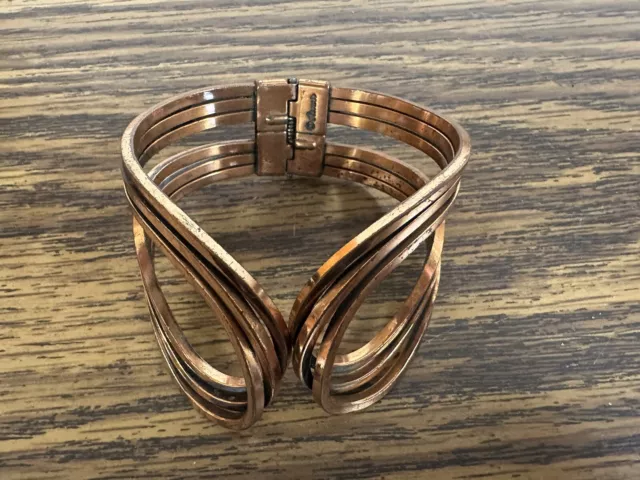 VINTAGE RENOIR MODERNIST Copper Hinged Cuff Bracelet $14.99 - PicClick