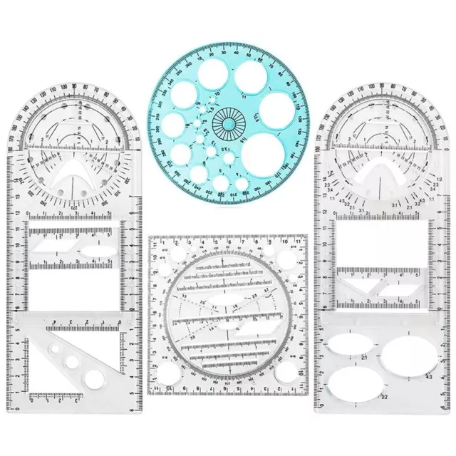 4 Pezzi Multifunzionale Righello Geometrico Strumenti di Disegno Righello d1762