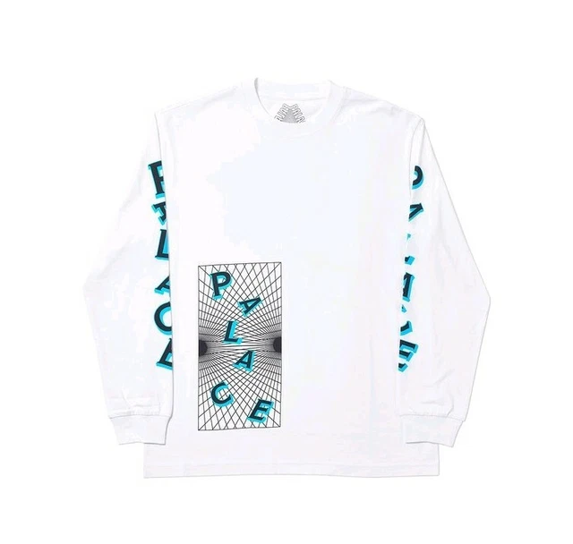 PALACE Griddle Logo LS Shirt XL White SS19 New Chinatown Market Supreme FTP