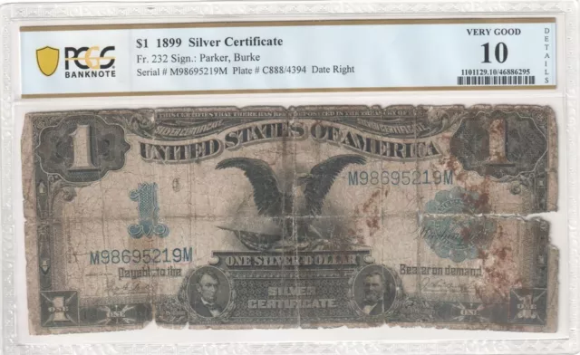 $1 1899 Silver Certificate Iconic "Black Eagle" PCGS, Fr. 232, VG-10 (SKU N185)