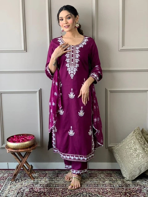 Set donna designer Kurti indiano Bollywood Salwar Kameez tunica abito Kurta