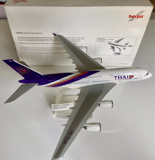 **Rare** Airbus A380 Thai Airways HS-TUA 1:250 Snap Fit Herpa 608732-001