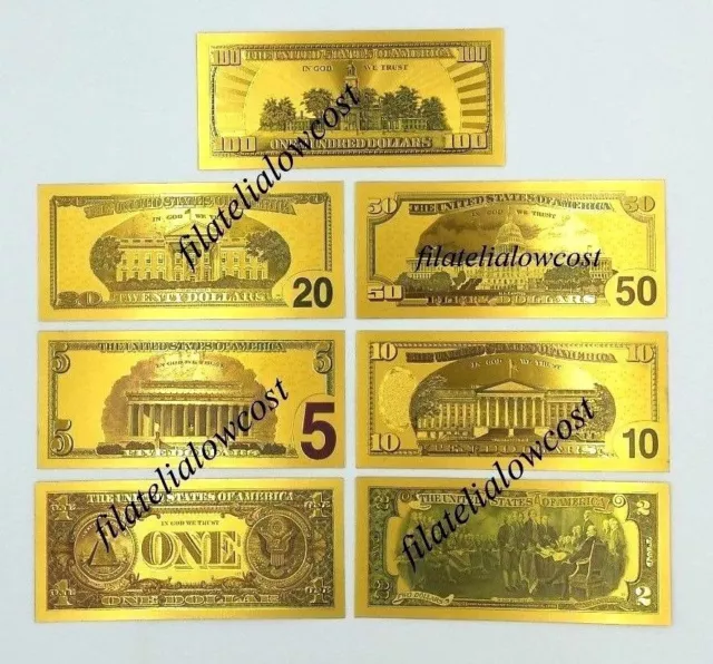 Coleccion Billetes Oro Dolares EEUU America Golden Gold Dinero Money Dorados 3