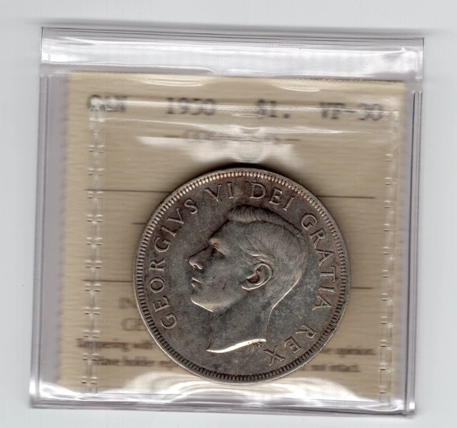 1950 Canada One Silver Dollar Coin - ICCS Graded VF-30