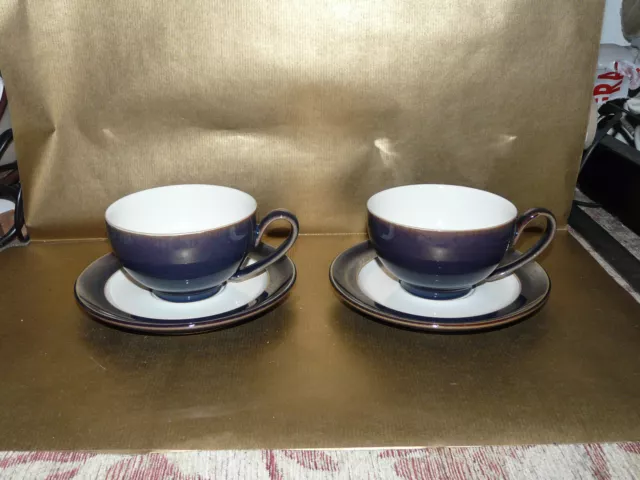 denby amethyst set of 2x tea cups and saucers