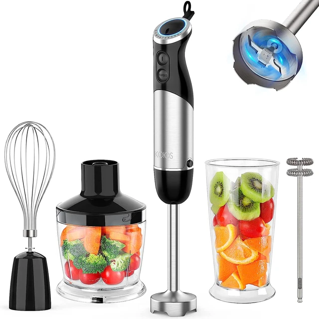 UPGRADED IMMERSION BLENDER Handheld, 1000W 12Speed 5 in 1 Hand Mixer