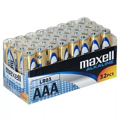 LR03 AAA (Envío 24/48h Gratis ) 32 Pilas alcalinas AAA Maxell - Pack de 32 pilas