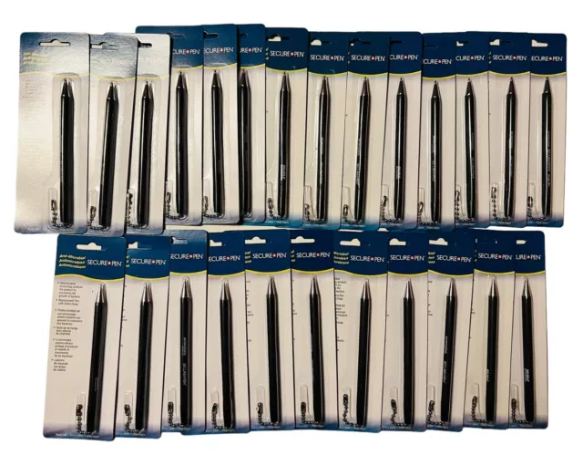 24 PACK LOT MMF Industries Secure-a-Pen Antimicrobial Replacement  Pens Black