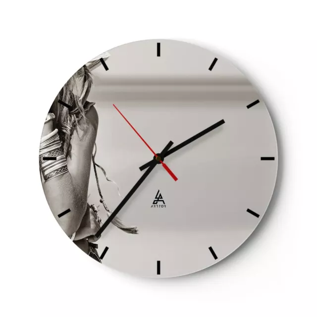 Horloge murale en verre 40x40cm Silencieuse Femme Bracelet Ancien Wall Clock