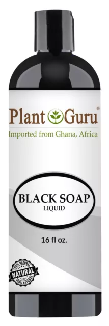 Raw African Black Soap Liquid 100% Pure Organic Natural Ghana Body Wash Shampoo