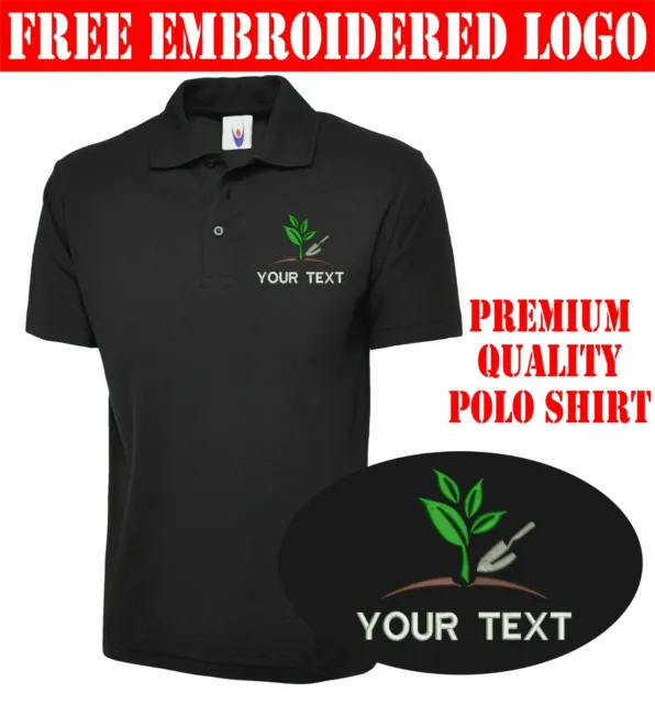 Personalised Embroidered Your Text Gardener Services Polo Shirt, Farmer Work Top