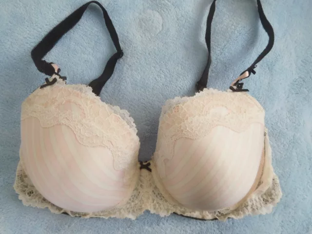 Victoria's Secret Dream Angels Pink White Lace Lined Demi Bra 34DD