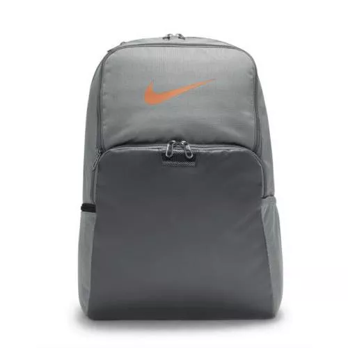 Nike Brasilia 9.5 Grey/Orange Unisex XL Laptop Backpack (DM3975-077) - NWT