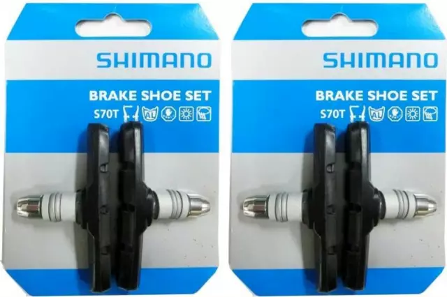 2x Shimano BR-M530 Genuine S70T V-Brake Pads - 70mm Long - MTB Hybrid BMX