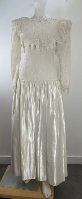 Vintage 80s 90s Jessica McClintock  Wedding Dress Waist 26 Bust 33-34 FLAWS