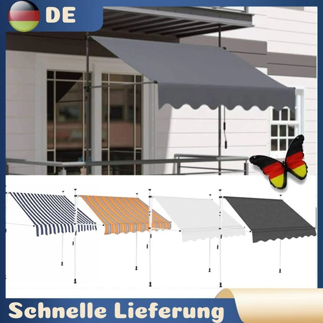 Klemmmarkise Von Kingpower – Praktischer Sonnenschutz Für Balkon & Terrasse, 350 Cm Breit, Ohne Bohren, Kurbelantrieb