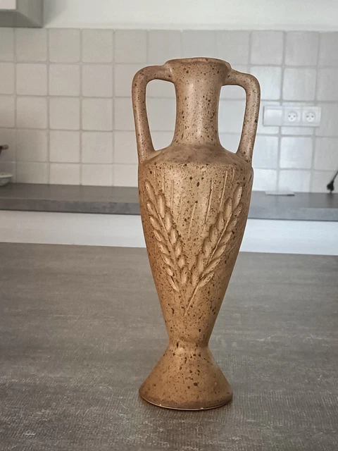 Vase En Grès Signé – Vintage, Pièce Unique Avec Marques D'usage