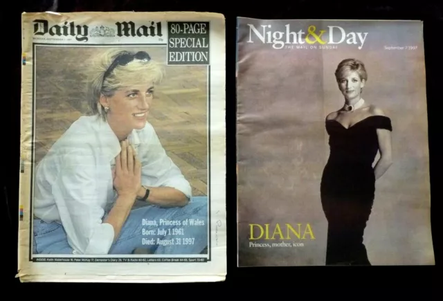 DAILY MAIL NEWSPAPER Princess Diana September 1st 1997 & Night and Day magazine
