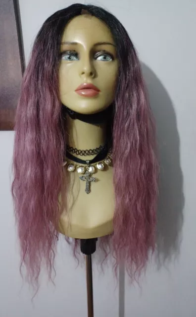 Lace Part Wavy Pink Wig