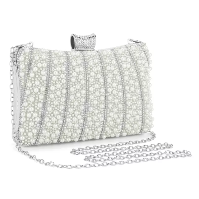 Ladies Glitter Handbag Beaded Sequin Pearl Clutch Bag Vintage Evening Purse