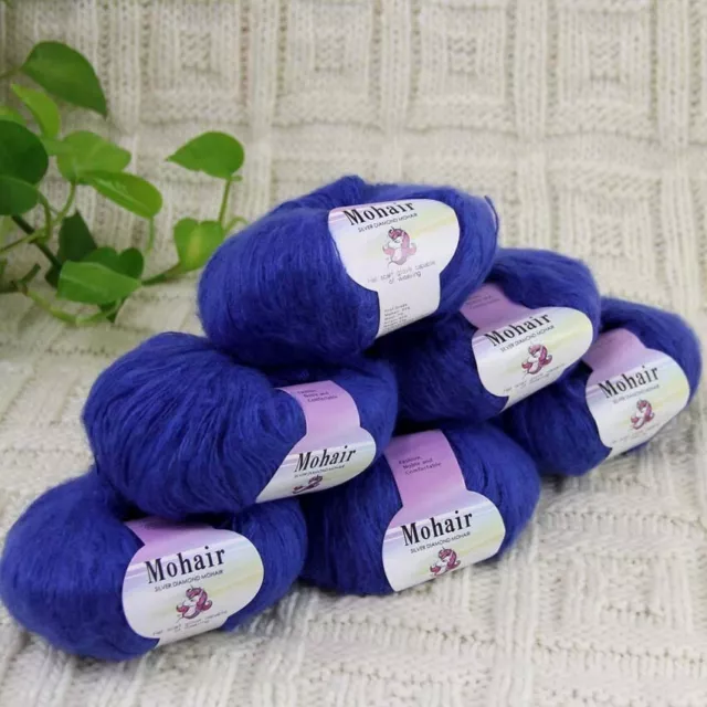 Sale 6BallsX25gr Fluffy Lace Mohair Warm Shawl Rugs Hand Knit Crocheted Yarn 25