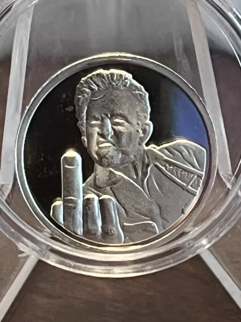 Johnny Cash F!#$ Walking The Line 1/10 oz .999 Fine Silver Art Round In Capsule