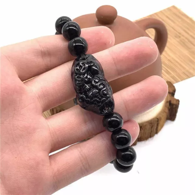 Bracelet Obsidian Stone Wealth Attract Good Luck & Wealth Pi Xiu Feng Shui Black