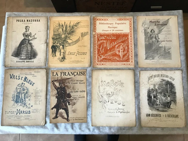 Lot 8 Anciennes Partition Pour Piano Ganne,Pessard,La Marseillaise,Margis..