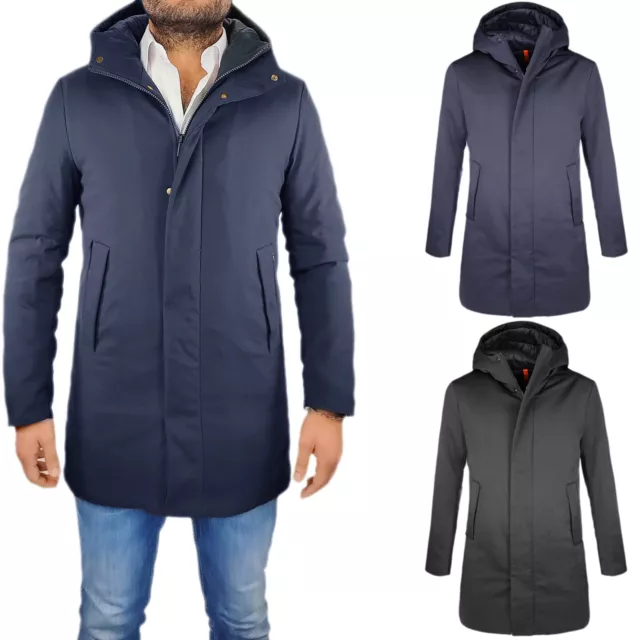 Giubbotto Uomo Invernale Giubbino Con Cappuccio Cappotto Elegante Piumino VEQUE