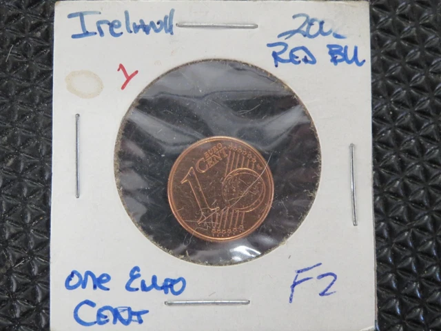 2002 Ireland One Euro Cent Circulated Harp Coin *Red BU *  ~#B12-1