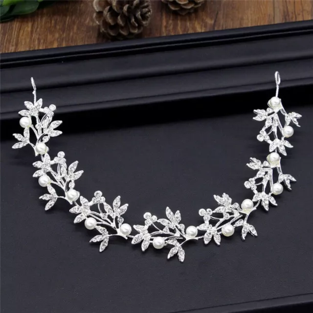 Bridal Flower Hair Comb Diamante Crystal Pearl Wedding Clip Slide Headband Prom