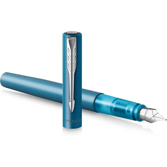 Stylo Plume Parker Ellipse Laque Bleu-vert Métallisé - Plume En Or 18K - Occasion Rare