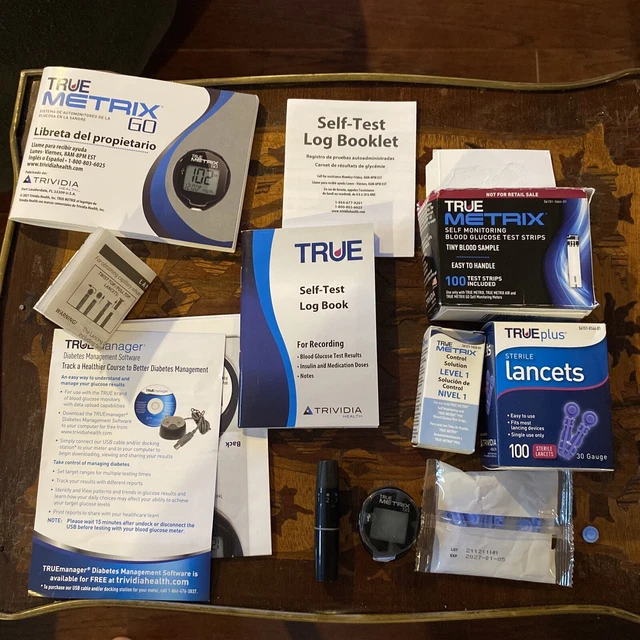 Medidor de glucosa en sangre TRUE Metrix GO solo más accesorios de arranque *Leer*