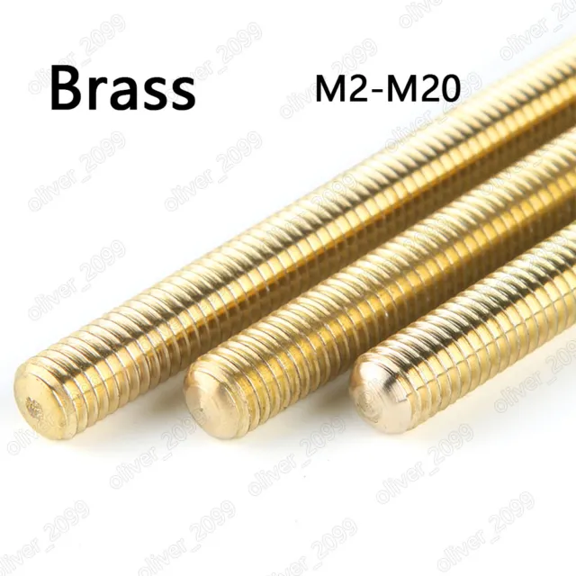 M2 M3 M4 M5 M6 M8 M10 M12 M16 M20 Brass Threaded Rods Metric Thread Stud Bolts