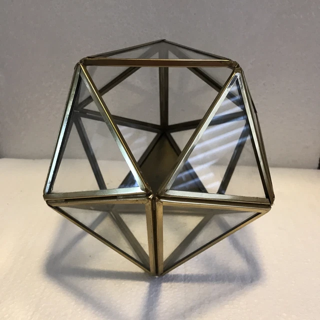 Geometric Glass / Metal Terrarium Pentagon Indoor Window Planter 5.5 in X 6 in