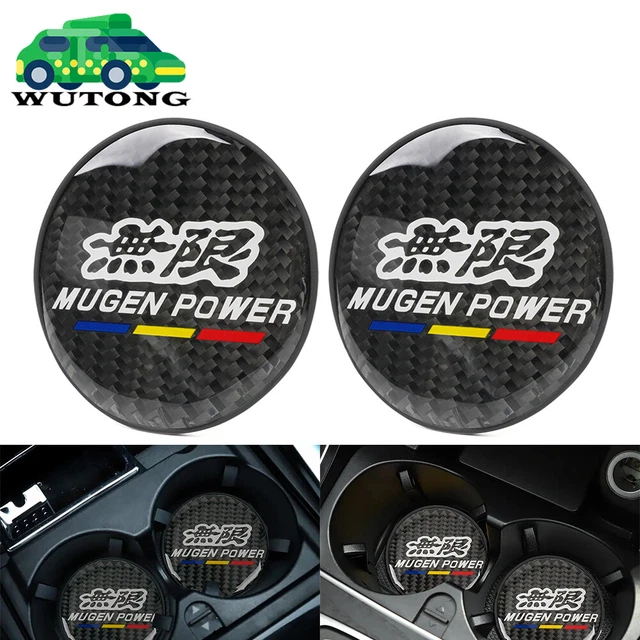 2x Mugen Universal Silicone Black Carbon Fiber Car Cup Holder Pad Mat Anti-Slip