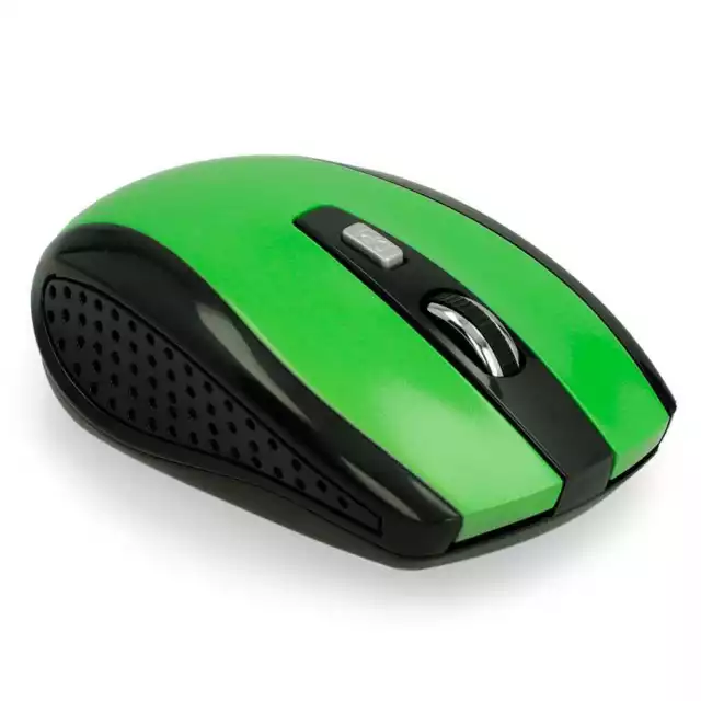 Souris Suivi Optique Sans Fil Recepteur USB 2.4G 1600 DPI 6 Boutons pour PC Vert